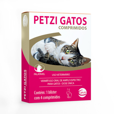 Petzi Gatos Vermífugo Oral Para Gatos Com 4 Comprimidos Ceva