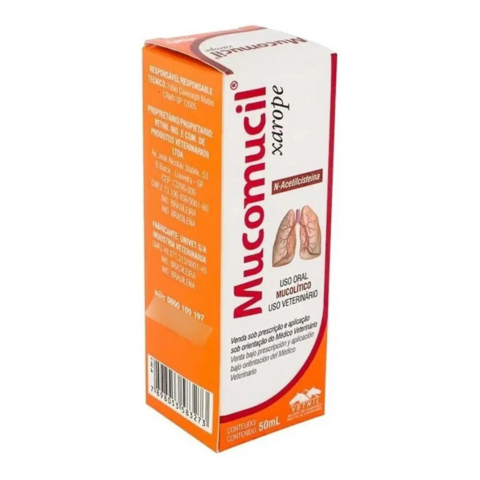 Mucomucil Xarope Mucolítico Para Cães e Gatos 50Ml Vetnil