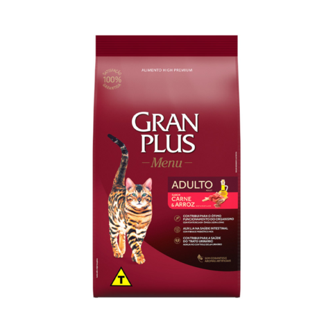 Ração Gran Plus Menu 10,1Kg Sabor Carne Para Gatos Adultos