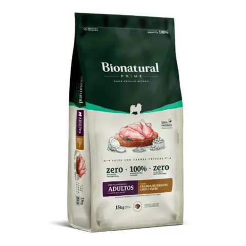 Ração Bionatural Prime 15Kg Frango Cães Adultos Pequenos