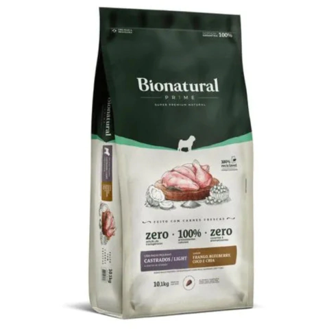 Ração Bionatural Prime 10,1Kg Light Cães Castrados Pequenos