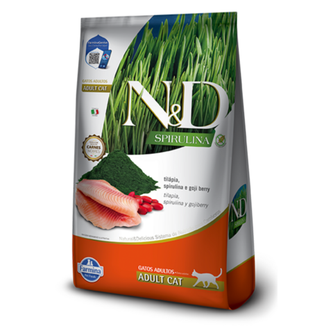 Ração N&D Spirulina Feline 1,5Kg Gatos Adultos Tilápia