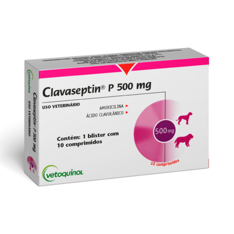 Antibiótico Clavaseptin P 500Mg Cães/Gatos 10 Comprimidos