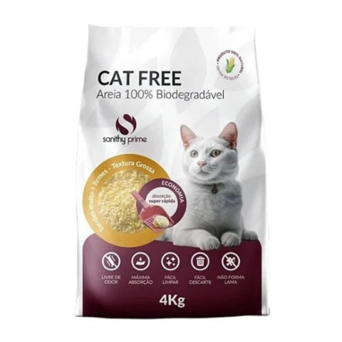 Areia Higiênica Cat Free Pra Gatos Textura Grossa 4Kg