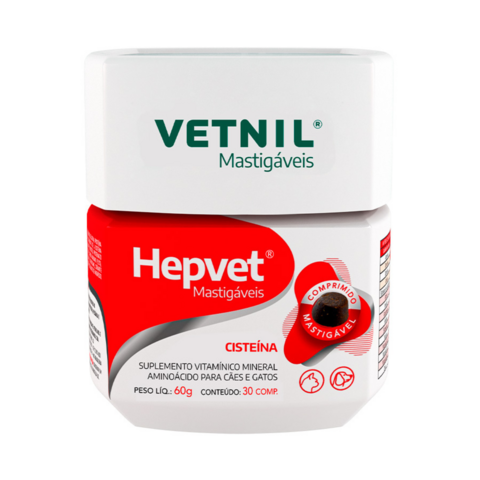 Suplemento Hepvet Mastigáveis Cães/Gatos Com 30 Comprimidos