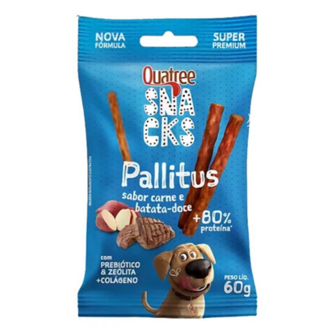 Petisco Quatree Snacks Pallitus Sabor Carne/Batata Doce 60g