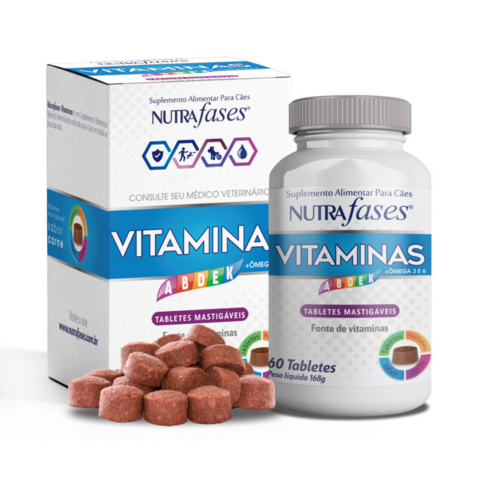 Suplemento Nutrafases Vitaminas Pra Cães 60 Tabletes 168g