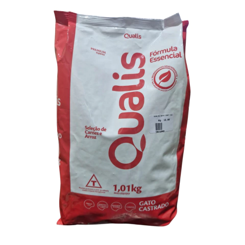 Ração Qualis Gatos Castrados 1Kg Seleção de Carnes e Arroz