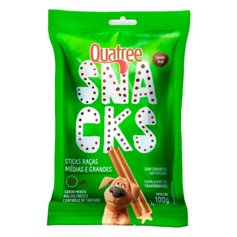 Quatree Snacks Sticks Pra Cães Médios/Grandes 10 Uni Menta