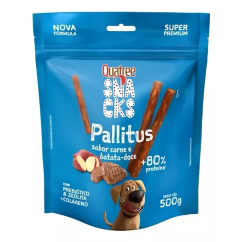 Quatree Snacks Pallitus Pra Cães Sabor Carne/Batata 500g