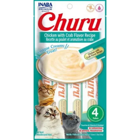 Petisco Churu Gatos Sabor Frango Com Caranguejo 4 Unidades