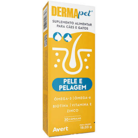 Dermapet Suplemento Alimentar Pra Cães e Gatos 30 Cápsulas