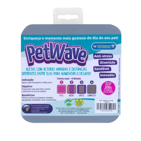 Comedouro Pet Wave Cinza Pra Cães e Gatos