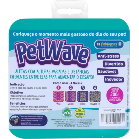 Comedouro Pet Wave Verde Agua Pra Cães e Gatos