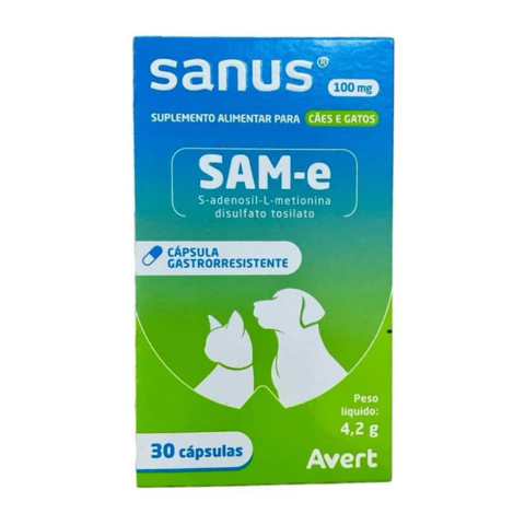 Sanus 100mg Suplemento Para Cães e Gatos 30 Cápsulas 4,2g