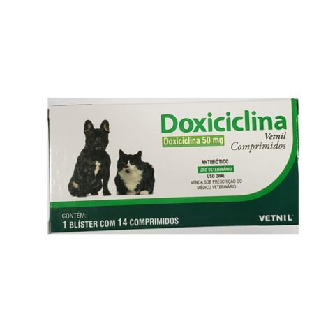 Doxiciclina 50mg Antibiótico Pra Cães e Gatos 14 Comprimidos