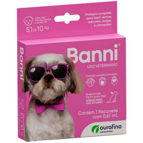 Banni 0,67Ml AntiPulgas Pra Cães de 5 a 10Kg 1 Flaconete