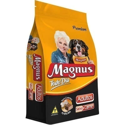 Ração Magnus todo dia 15kg sabor carne cães adultos.