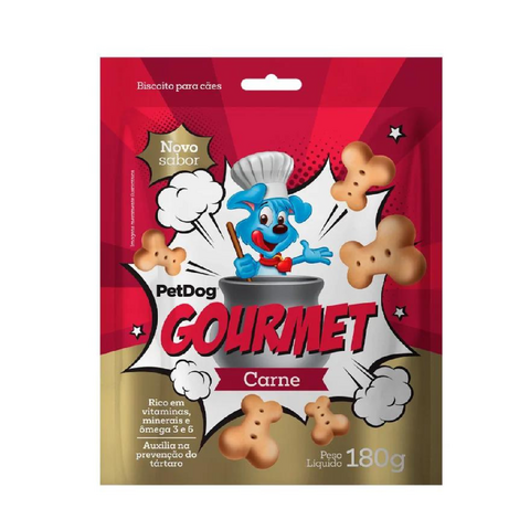 Biscoito Pet Dog Gourmet para Cães Sabor Carne 180g