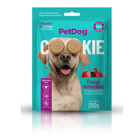 Biscoito Pet Dog Cookie Cães Sabor Frutas Vermelhas - 250g