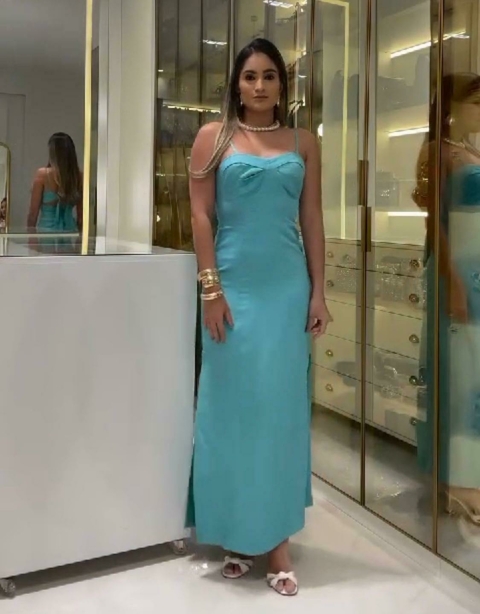 Vestido Longo Fenda / Elastico