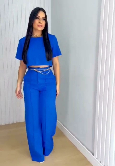 Conjunto Semi Cropped + Calça Pantalona
