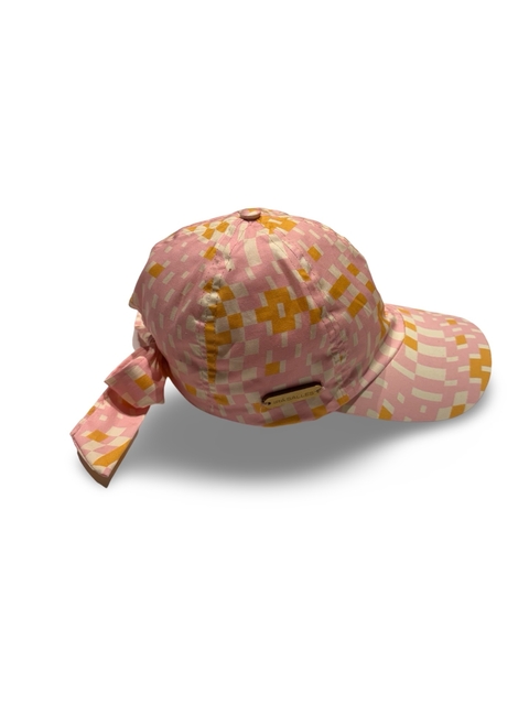 Boné laço xadrez rosa/ branco