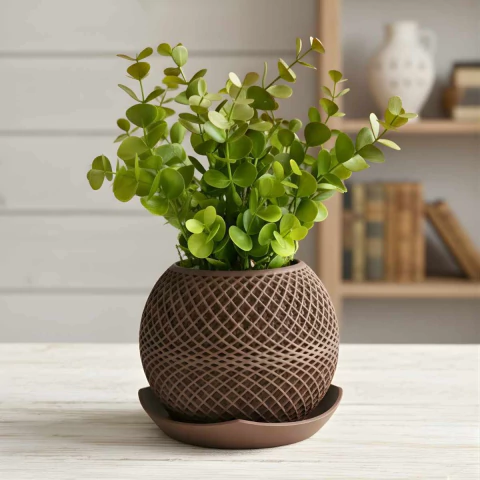 Arranjo de Eucalipto Artificial Verde Decorativo Vaso Nexo Médio