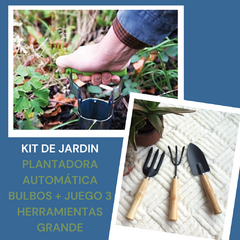 KIT DE JARDIN - Plantadora automática bulbos + Juego 3 Herramientas GRANDE