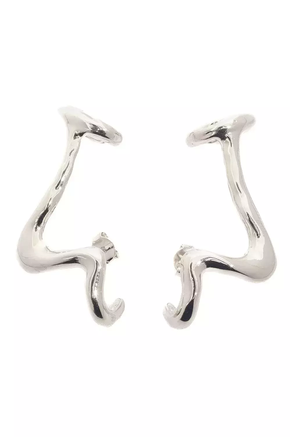 Brinco Ear Cuff Orgânico com Banho em Ródio Branco
