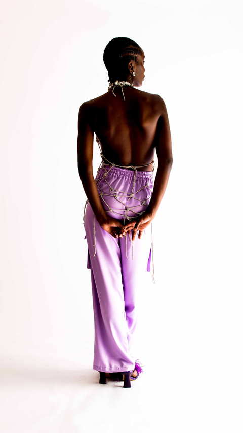 Calça Cargo Acetinada com franzido