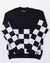 Suéter Menino Lã Xadrez Racing Preto