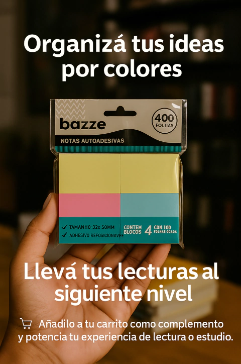 Notas Autoadhesivas Bazze Multicolor – 4 Bloques x 100 Hojas (38x50 mm)