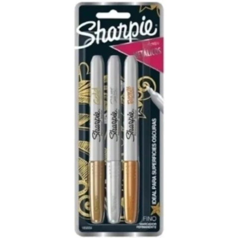MARCADOR SHARPIE INDELEBLE FINE X 3 METALICO PERMANENTE