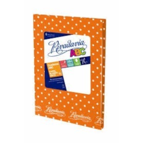 CUADERNO RIVADAVIA 19X23 ABC LUNAR R NARANJA 48HS