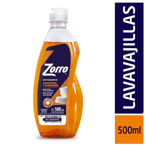 Lavavajillas Zorro Ultra Naranja y Jengibre Botella 500ml (10633)