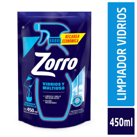 Limpiador Especializado Zorro Pequeñas Superficies Vidrios Doypack 450ml (18296)