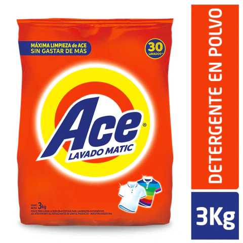 Detergente en polvo ACE clásico baja espuma 3kg (18431)