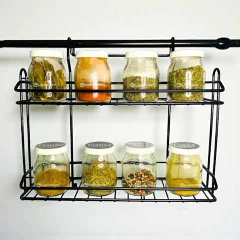Estante Colgante Doble Ancho Negro p/Barral