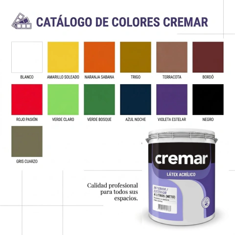 Látex Colores 4 Lts Interior/Exterior Cremar