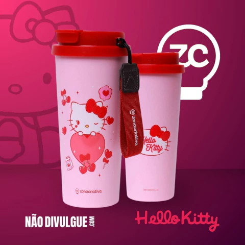 Hello Kitty Copo Térmico com Tampa 500ml - Zona Criativa
