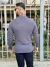 Camiseta Slim Masculina Canelada Gola Alta Manga Longa Chumbo - Imperium Store