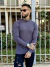 Camiseta Slim Masculina Canelada Gola Alta Manga Longa Chumbo