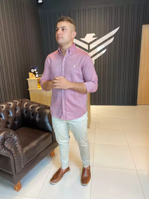 Social Manga Longa Rosa Goiaba