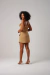 Vestido Curto babado de alça Bege Jade - comprar online