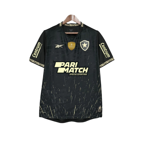 Camisa Botafogo II 24/25 Reebok Torcedor Masculina – vista frontal preta com detalhes dourados