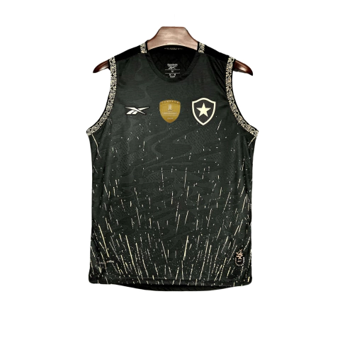 Regata Botafogo II Away 2024/25 uniforme Preto e dourado. Forjado no fogo sem mangas. Com Patch Campeão Libertadores
