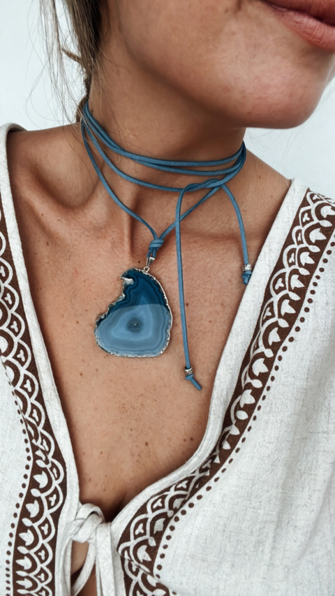 Collar lazo Ágata (azul) - comprar online