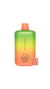 Vape desechable Fume Recharge de 5000 bocanadas con diseño colorido en tonos naranja y verde, sabor durazno y sandía.