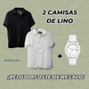 ¡Combo 3X1! 2 Camisas de lino + ¡reloj lacoste de regalo!